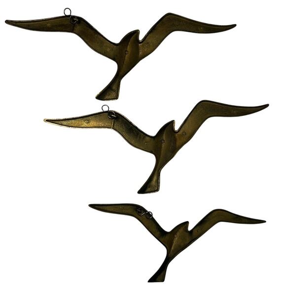 Vintage Brass Flying Seagulls Set of 3 Wall Decor - Picture 4 of 9